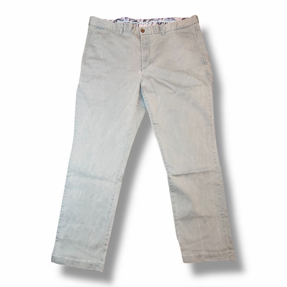Tommy Bahama Light Blue Green Flat Front Pants Casual Vacation Mens Size 40 X 32